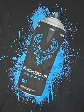Bucked Up Energy | Blur Raz Spray Paint Can Graphic Tee Shirt Sz Md *NWOT